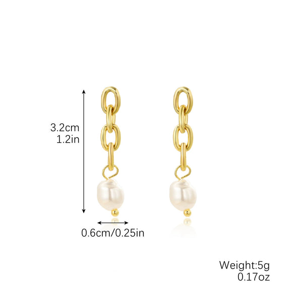 Wholesale Metal Chain Pearl Earrings With Electroplating Treatment Simple Fashion Retro Style For Women