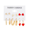 Wholesale Metal Circle Chain Retro Card Earrings Set With Pearl Butterfly Oil Drop Crystal And Alloy Acrylic Material Geometric And Personality Style