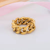 Wholesale Metal Cold Wind Punk Geometric Titanium Steel Chain Ring With Electroplating
