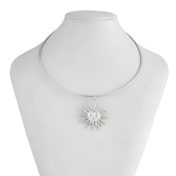 Wholesale Metal Collar Necklace Geometric Style Alloy Pendant Sunflower Design For Women