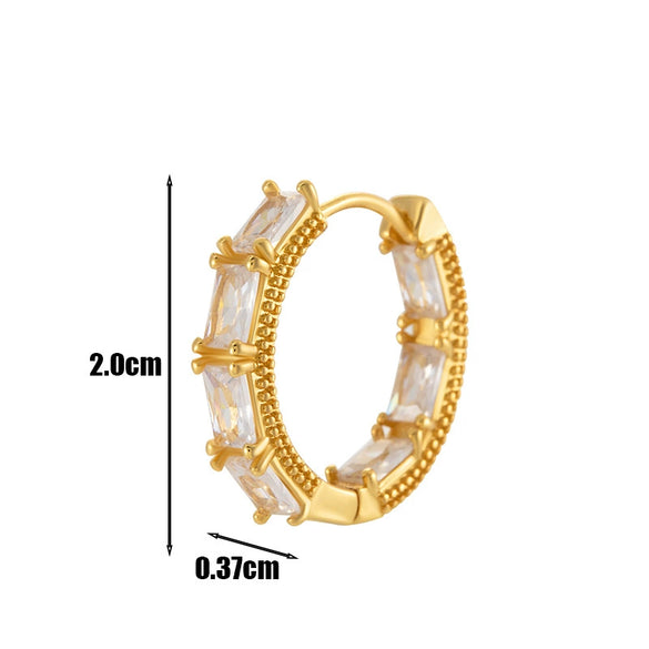 Wholesale Metal Copper Inlaid Zircon Round Love Cartilage Earrings Geometric Style Electroplated For Women