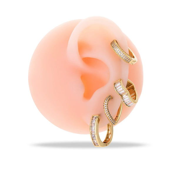 Wholesale Metal Copper Inlaid Zircon Round Love Cartilage Earrings Geometric Style Electroplated For Women