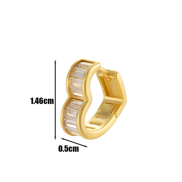 Wholesale Metal Copper Inlaid Zircon Round Love Cartilage Earrings Geometric Style Electroplated For Women