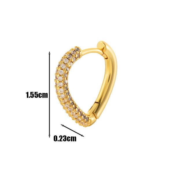Wholesale Metal Copper Inlaid Zircon Round Love Cartilage Earrings Geometric Style Electroplated For Women