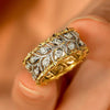 Wholesale Metal Copper Ring With Wheat Ear Leaf Pattern Inlaid With Zircon Elegant Style For Women