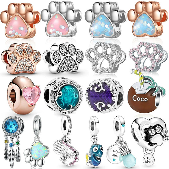 Wholesale Metal Cowhide Cartoon Cute Pet Paw Print Animal Sequins Paw Creative Electroplating Bracelet Necklace