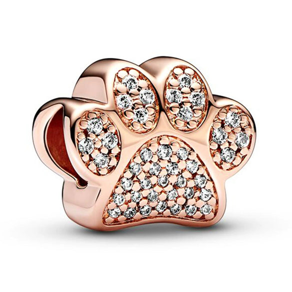 Wholesale Metal Cowhide Cartoon Cute Pet Paw Print Animal Sequins Paw Creative Electroplating Bracelet Necklace