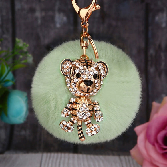 Wholesale Metal Creative Rhinestone Tiger Car Keychain And Bag Pendant