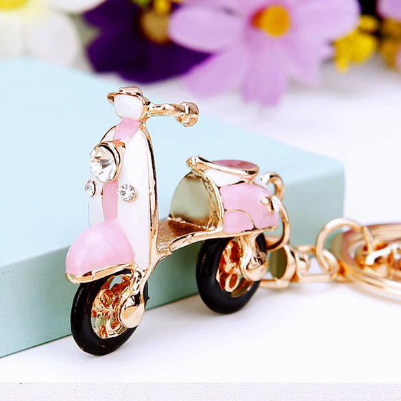 Wholesale Metal Creative Small Gift Rhinestone Electric Car Shaped Women's Bag Pendant Keychain