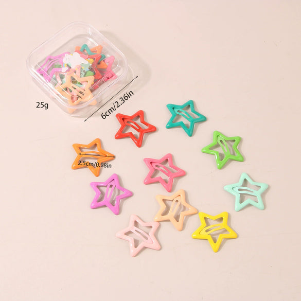 Wholesale Metal Dopamine Hairpin Candy Color Boxed Star Luminous Mini Cute Cartoon Geometric Bb Clip With Baking Paint