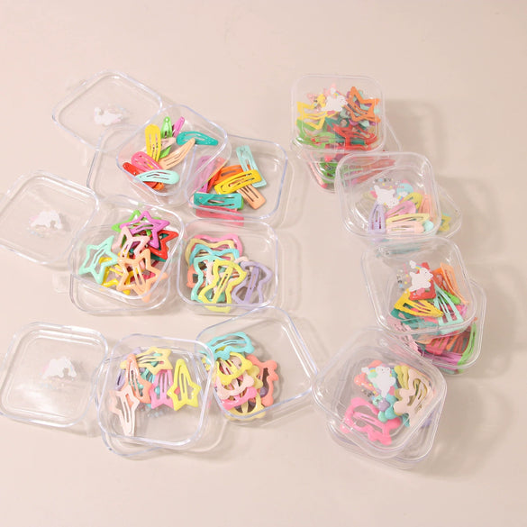 Wholesale Metal Dopamine Hairpin Candy Color Boxed Star Luminous Mini Cute Cartoon Geometric Bb Clip With Baking Paint