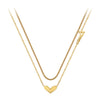 Wholesale Metal Double Layer Letter Love Titanium Steel Women's Clavicle Necklace With Geometric Pattern