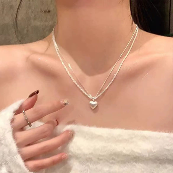 Wholesale Metal Doublelayer Geometric Alloy Clavicle Chain Necklace For Women With Electroplating