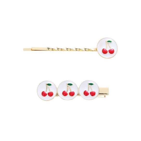 Wholesale Metal Duck Clip For Women Cute Soft Girl Style With Strawberry Cherry Design Electroplated