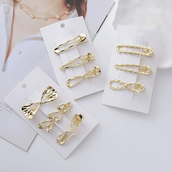 Wholesale Metal Duckbill Clip Hair Accessories For Ladies Zinc Alloy Wave Shaped Love Butterfly Design Electroplated