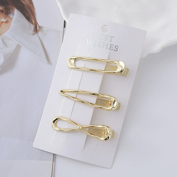 Wholesale Metal Duckbill Clip Hair Accessories For Ladies Zinc Alloy Wave Shaped Love Butterfly Design Electroplated