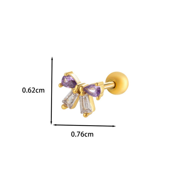 Wholesale Metal Ear Bone Nail With Copper Inlaid Zircon Heart Pattern Electroplated For Women