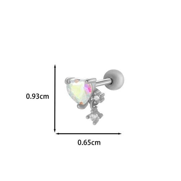 Wholesale Metal Ear Bone Nail With Copper Inlaid Zircon Heart Pattern Electroplated For Women