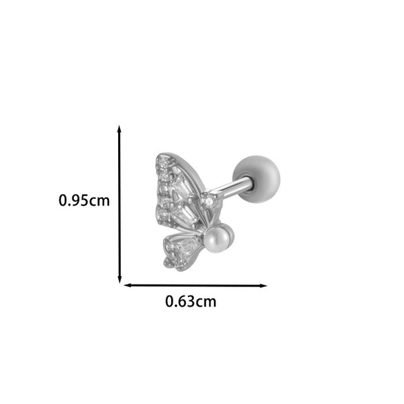 Wholesale Metal Ear Bone Nail With Copper Inlaid Zircon Heart Pattern Electroplated For Women