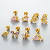 Wholesale Metal Ear Bone Nail With Copper Inlaid Zircon Heart Pattern Electroplated For Women