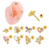 Wholesale Metal Ear Bone Nail With Copper Inlaid Zircon Heart Pattern Electroplated For Women