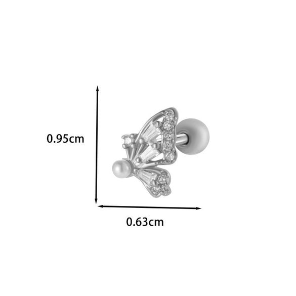 Wholesale Metal Ear Bone Nail With Copper Inlaid Zircon Heart Pattern Electroplated For Women