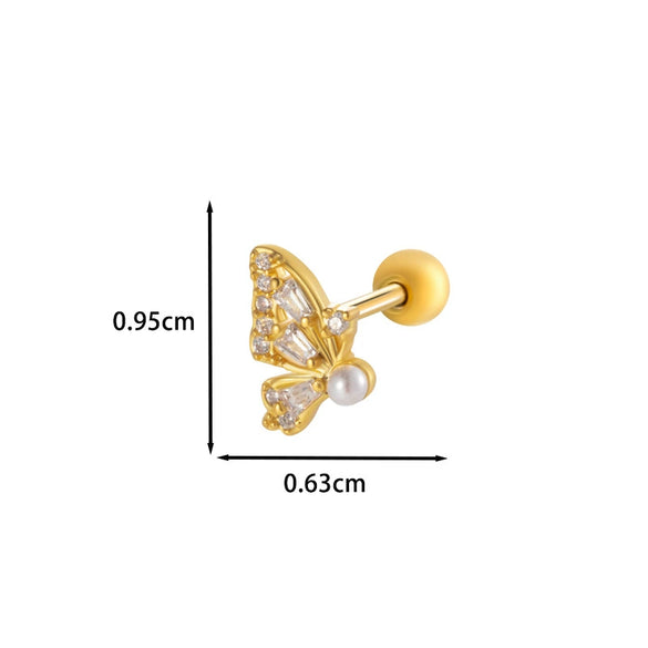 Wholesale Metal Ear Bone Nail With Copper Inlaid Zircon Heart Pattern Electroplated For Women