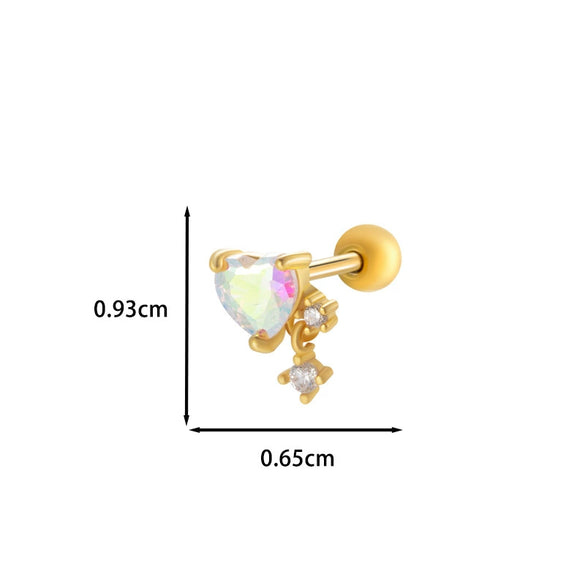 Wholesale Metal Ear Bone Nail With Copper Inlaid Zircon Heart Pattern Electroplated For Women