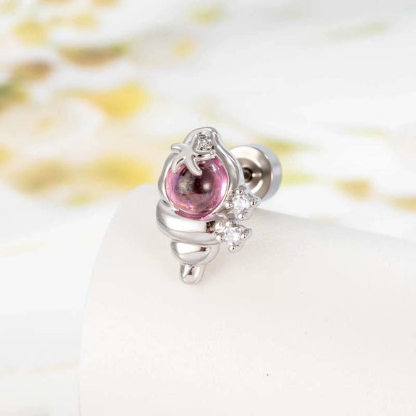 Wholesale Metal Ear Bone Piercing With Conch Shape Fresh Microinlaid Zircon Electroplating Fashion Style