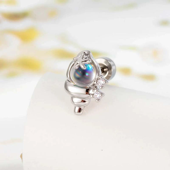 Wholesale Metal Ear Bone Piercing With Conch Shape Fresh Microinlaid Zircon Electroplating Fashion Style