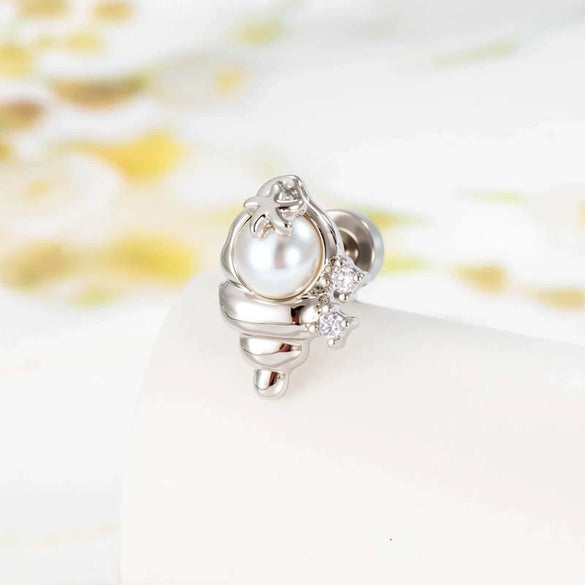 Wholesale Metal Ear Bone Piercing With Conch Shape Fresh Microinlaid Zircon Electroplating Fashion Style