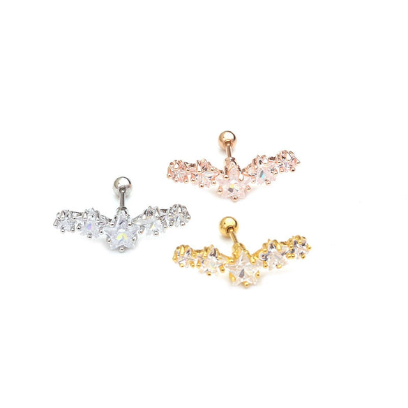Wholesale Metal Ear Nails With Inlaid Zircon And Fivepointed Star Design