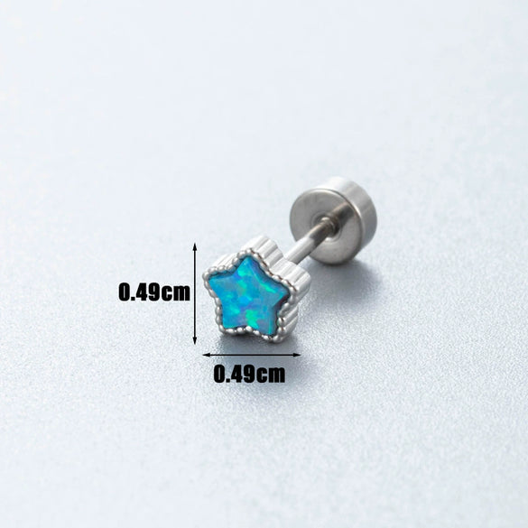 Wholesale Metal Earring With Star And Heart Shape Opal Inlay Highend Style
