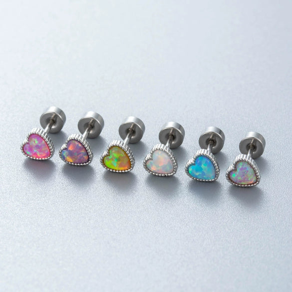 Wholesale Metal Earring With Star And Heart Shape Opal Inlay Highend Style