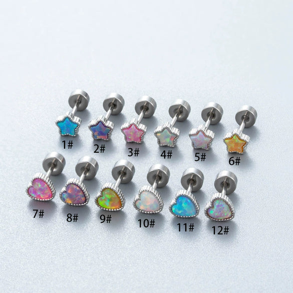 Wholesale Metal Earring With Star And Heart Shape Opal Inlay Highend Style