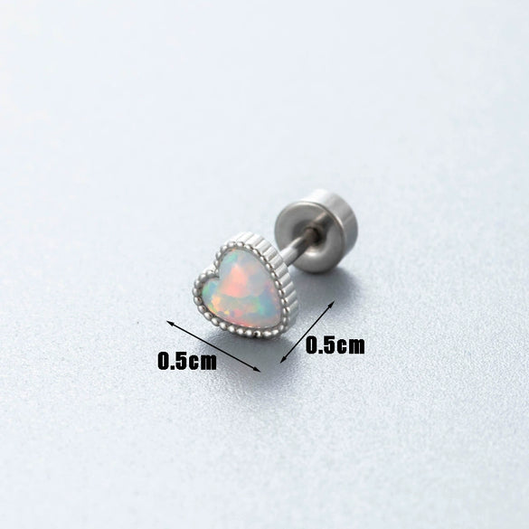 Wholesale Metal Earring With Star And Heart Shape Opal Inlay Highend Style