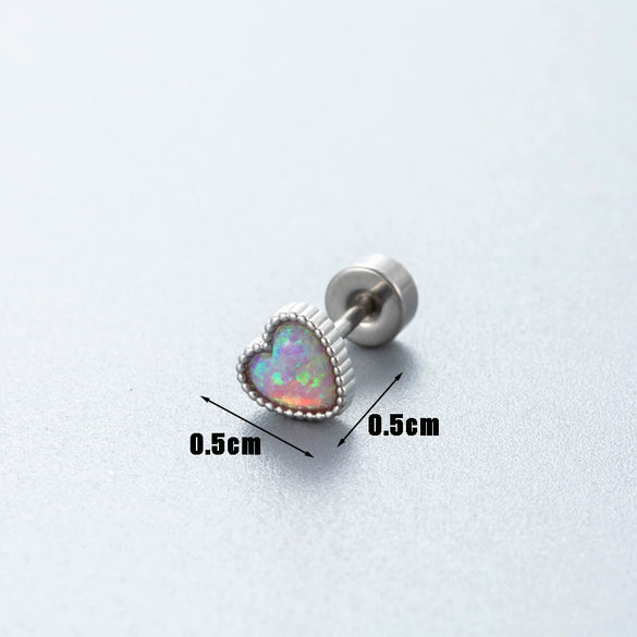 Wholesale Metal Earring With Star And Heart Shape Opal Inlay Highend Style