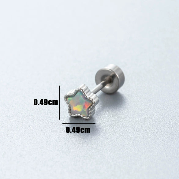 Wholesale Metal Earring With Star And Heart Shape Opal Inlay Highend Style