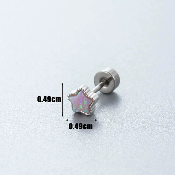 Wholesale Metal Earring With Star And Heart Shape Opal Inlay Highend Style