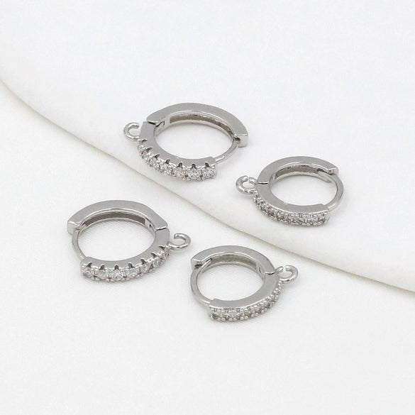 Wholesale Metal Earrings Accessories Gold Color Inlaid Zircon Round Electroplated