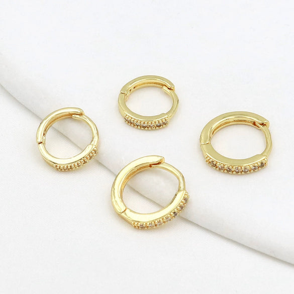 Wholesale Metal Earrings Accessories Gold Color Inlaid Zircon Round Electroplated