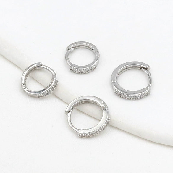 Wholesale Metal Earrings Accessories Gold Color Inlaid Zircon Round Electroplated