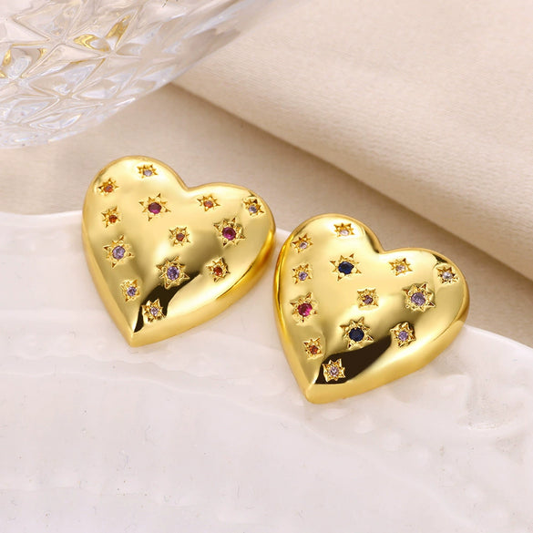 Wholesale Metal Earrings For Women Copper Geometric Sixpointed Star Electroplating Light Luxury Style