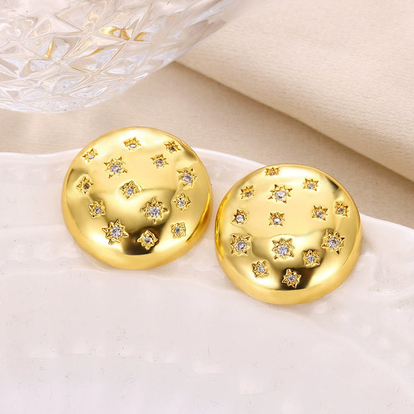 Wholesale Metal Earrings For Women Copper Geometric Sixpointed Star Electroplating Light Luxury Style