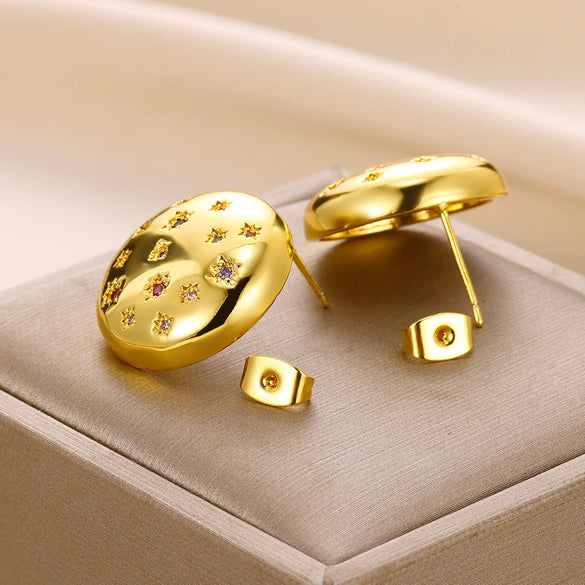 Wholesale Metal Earrings For Women Copper Geometric Sixpointed Star Electroplating Light Luxury Style