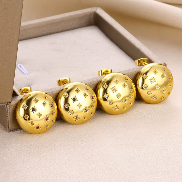 Wholesale Metal Earrings For Women Copper Geometric Sixpointed Star Electroplating Light Luxury Style