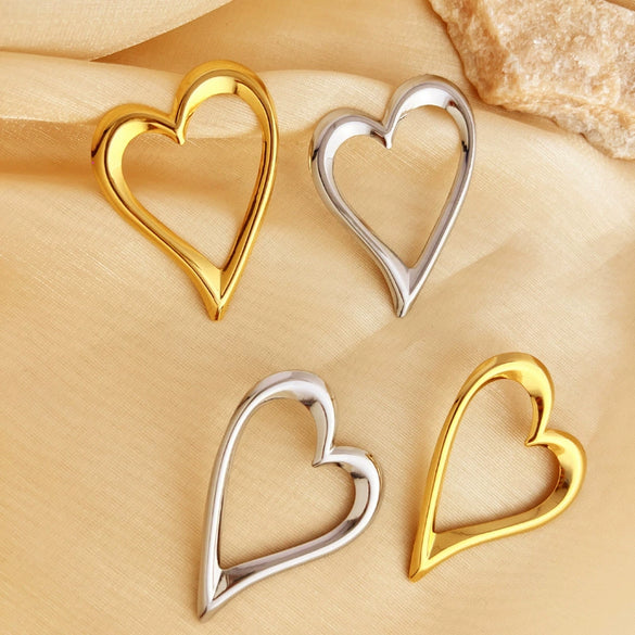 Wholesale Metal Earrings Stainless Steel Geometric Heart Style Electroplating
