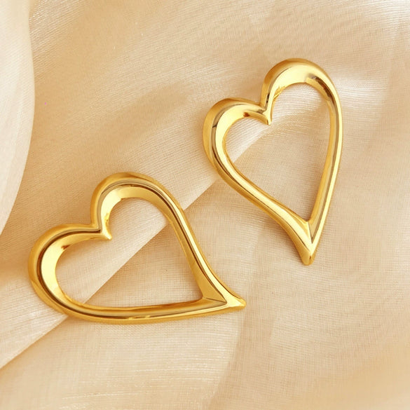 Wholesale Metal Earrings Stainless Steel Geometric Heart Style Electroplating