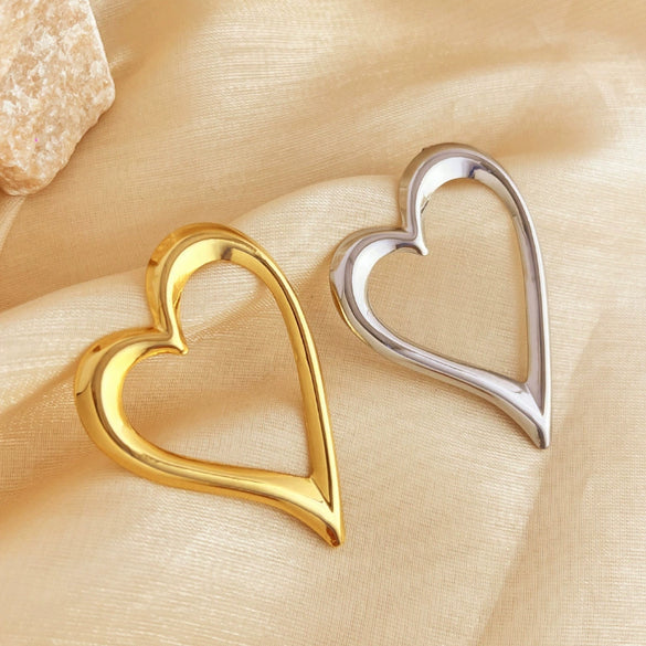 Wholesale Metal Earrings Stainless Steel Geometric Heart Style Electroplating