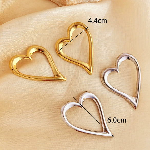 Wholesale Metal Earrings Stainless Steel Geometric Heart Style Electroplating